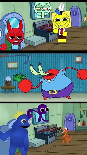Friday Night Funkin' Mr Krab Angry but Funny square vs Rainbow Friends - FNF Krusty Karoling Mods
