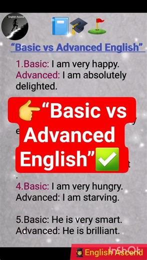 👉“Basic vs Advanced English”✅#education #advanced #nativeenglish #shorts#yt #education