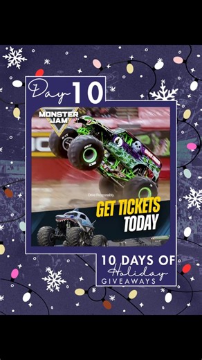 Tucson Convention Center on Instagram: "🎉🎁 10 Days of Holiday Giveaways | DAY 10✨ Prizes: ✨ Family 4-Pack of tickets to Monster Jam 🤘 ✨ Family 4-Pack Monster Jam Pit Passes ✨ $50 Power Card to Dave & Busters ✨ All-Inclusive Day Passes to Rock Solid Climbing HOW TO ENTER: 1. Like this post 2. Follow @daveandbusterstucson, @rock.solid.climbing & @tcctucson 3. Tag a friend (multiple tags = multiple entries) 🛻💨 Bonus: Tell us your favorite Monster Jam truck in the comments! + Enter on Facebook