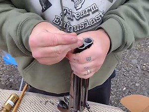 #4 Buckshot in the 20 gauge double barrel Howdah Pistol.