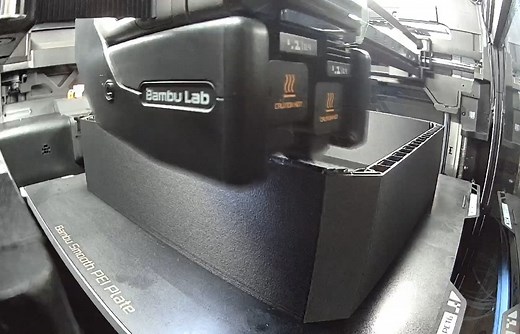 拓竹H2D 55度仓温打印PETG GF大底面模型，基本消除翘边