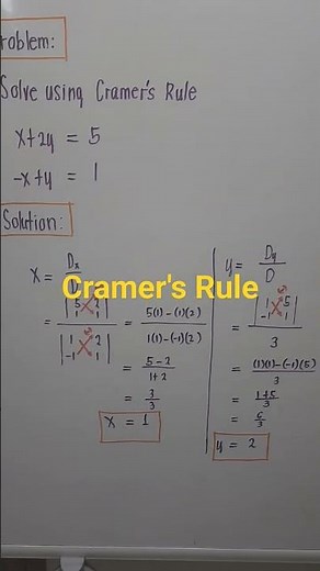 Cramer's Rule For Solving Linear Equations