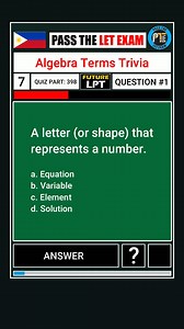 4.6K views · 41 reactions | Algebra Terms Trivia Quiz Part 398 | Pass the LET Exam | Facebook