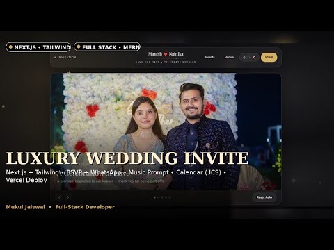 I Built a Luxury Wedding Invitation Website for My Sister 💛 (Next.js +Tailwind) |RSVP+Music+Calendar