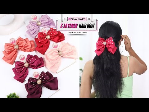 How to Make Hair Bow at Home | DIY Hair Accessories for Women & Girl | 3 Layered Hair Bows Clip #bow