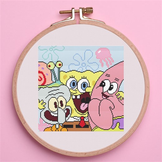 Sponge and Friends Cross Stitch Pattern. Easy Cross Stitch Pattern. PDF Pattern Cross Stitch. Cross Stitch Pattern. Instand Download PDF - Etsy