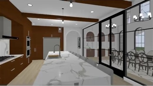 Kitchen/Bath & Interiors Design Contest Entry Design by Nicholas Gowens using Home Designer Suite 2024. Please select "like" to vote for this submission. “In planning this kitchen, I wanted to create a clean, streamlined aesthetic while giving the home the ability to service large gatherings while keeping a tidy kitchen, hence the full butler's pantry with oven, stove, sink, and refrigerator. With ample storage and high-end appliances, this is a chef's dream home kitchen.” #KitchenDesign #Bathro