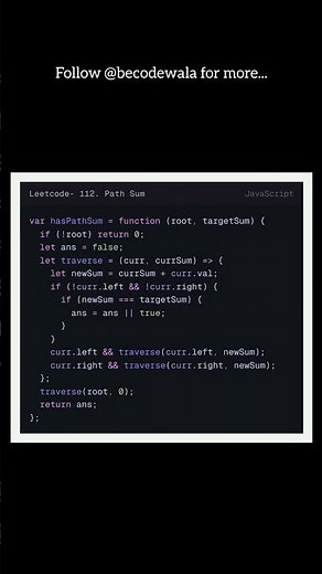 LeetCode 112 🚀 Path Sum Using DFS
