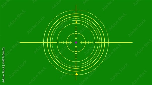 Sniper Scope Reticle with Dotted Circles and Crosshairs on Green Background target aiming