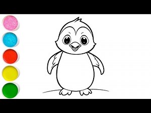Cute Penguin Drawing, Painting & Coloring For Kids and Toddlers_ Kids Art