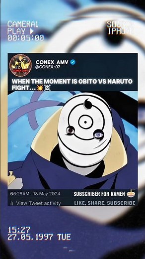 the moment when Naruto and Obito fight...☠️☠️
