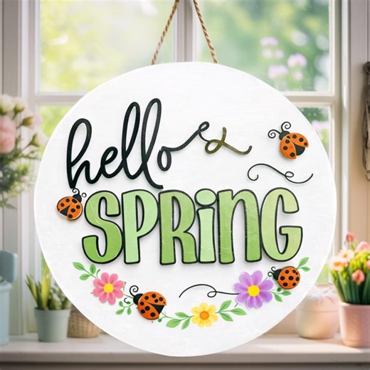 Spring Front Door Decor, Hello Spring, Spring, Spring Sign, Spring Front Door, Spring Door Hanger, Spring Door - Etsy