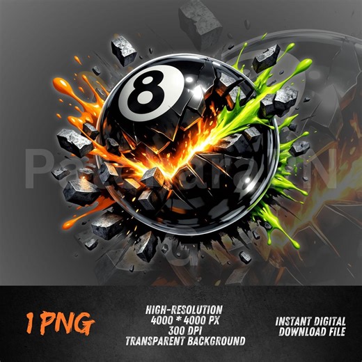 8 Ball Pool PNG for T-shirt Print, Flaming Billiards Graphic, DTF Sublimation Design, Streetwear Digital Download - Etsy