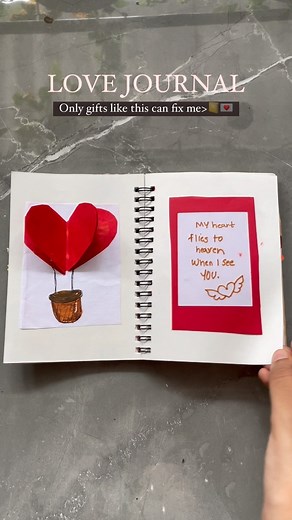 sherin | DIY | Lifestyle | Relationships on Instagram: "Love journal /love scrapbooking! Tutorials for the pages will be uploaded on my account in few days this is the second scrapbook love journal i have made previous ones are on my account you can scroll below and this is a super thoughtful simple easy gifting idea you can customise it according to your choice and the best handmade gift for him or gift for her you can give❤️懶"