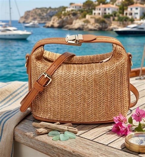 Woven Straw Bucket Bag, Boho Summer Beach Tote, Natural Crossbody Purse - Etsy