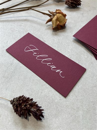 Deep Red Burgundy Flat Rectangular Place Cards | Wedding Setting | Event, Party | Stationery - Etsy