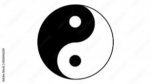 Yin and Yang symbol rotating in a circle on a transparent background. Concept of dualism in ancient Chinese philosophy. The taichi symbol animated vector. Ying yang symbol of harmony and balance. Stock Video