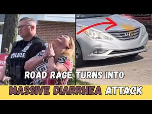 Road rage: Christina Solometo poop’s on the hood of a car behind her