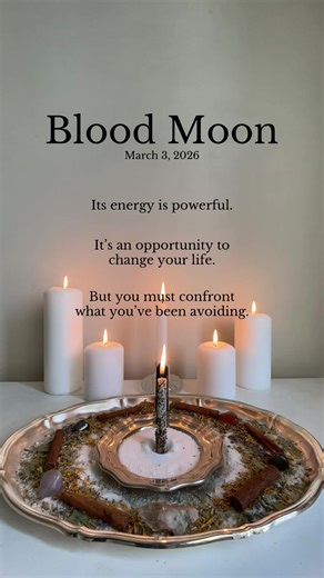 The Blood Moon lunar eclipse carries intense energy. It brings emotions to the surface. It highlights what feels unresolved, misaligned, or overdue for change. Themes to focus on right now: release. closure. emotional honesty. personal accountability. detaching from unhealthy attachments. strengthening your boundaries. The ritual you see in my video is a blood moon release ritual. The materials I use in this ritual are focused on protection, creating clarity, severing ties and cultivating a peac