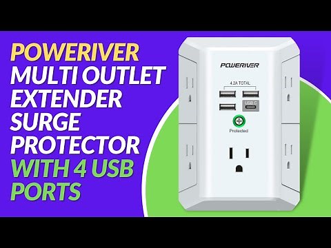 POWERIVER Multi Outlet Extender Surge Protector with 4 USB Ports