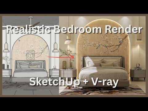 How to Create a Realistic Bedroom Render in SketchUp + V-Ray | Interior Design Tutorial