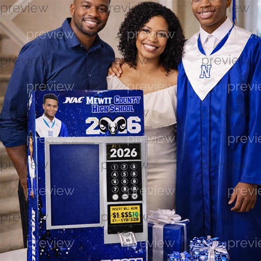 2026 Navy Blue Graduation Vending Machine Gift Box Template- Editable Digital Art - Etsy