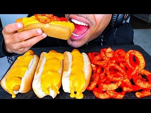 ASMR CHEESE HOT DOGS HOT CHEETOS ONION RINGS MUKBANG *BIG BITES* EATING SOUNDS JERRY NO TALKING