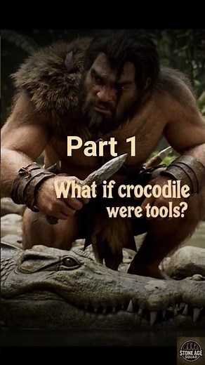 How Early Humans Turned a Crocodile into Tools of Survival 🐊| Part 1 #crocodile #shorts #earlyhumans
