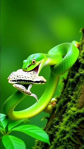 AI Snake vs Frog Eating Fight 🐍🐸 | Viral AI Animal Video | Funny Frog vs Snake Shorts | #shorts