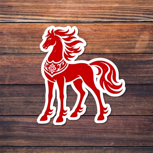 Lunar New Year Horse Sticker, Chinese Zodiac Horse, Red Horse Sticker, Year of the Horse, Asian New Year Art - Etsy UK