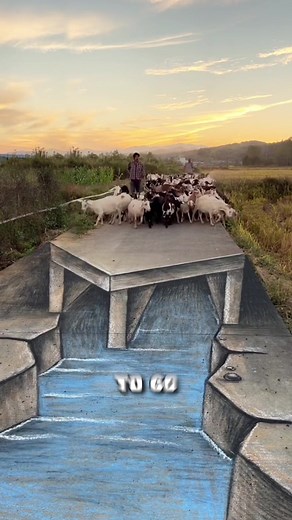 Mind-Blowing Art Draws Sheep Off Road