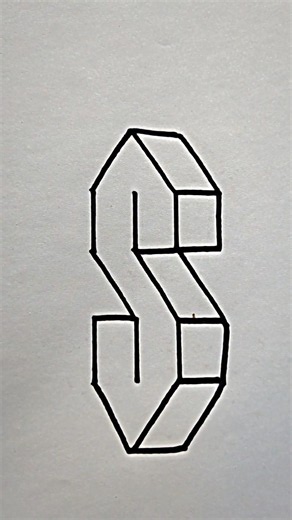 3d s letter drawing 😱😱 #3d #art #shorts