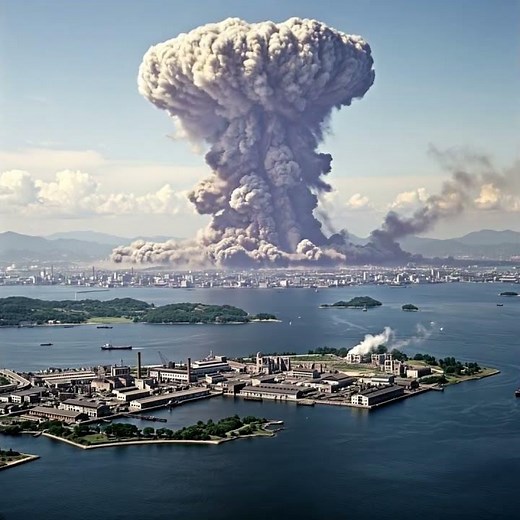 原子爆弾爆発直後のキノコ雲を広島市西部の瀬戸内海から見た再現動画 - the Mushroom Cloud Immediately After the Atomic Bomb Explosion,