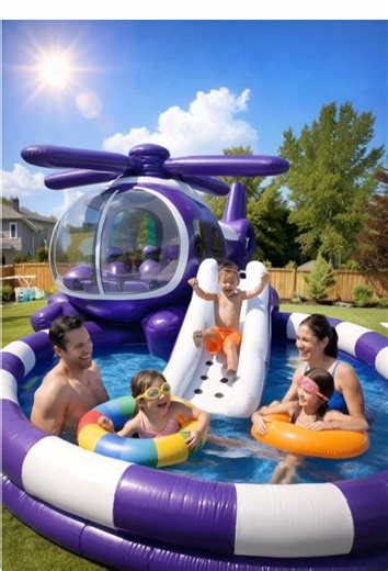 This inflatable helicopter pool just upgraded summer 😍🚁