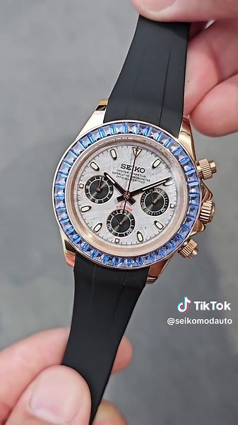 Daytona Azzuro Diams Meteorite 🔥 #seikomod #watch #watches #timepiece #customwatch #chronograph