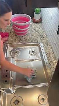 How so clean stainless steel stovetop. Spray with Dawn Powerwash, scrub, rinse, dry, then add polish