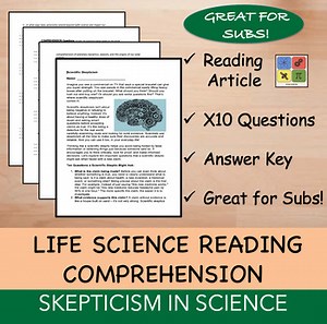 Skepticism in Science - Middle School Science Reading Worksheets - 100% Editable