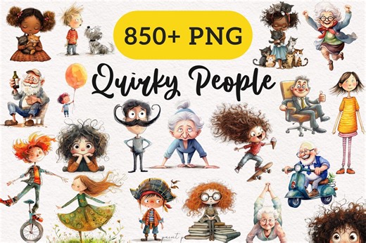 Quirky People Clipart Whimsical Bundle PNG Peculiar People Quirky Girls Funny Old People Cartoon Illustration Printable Commercial Use POD - Etsy