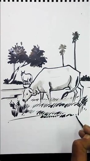 cow drawing sketch step by step #2millionviews #viralvideo