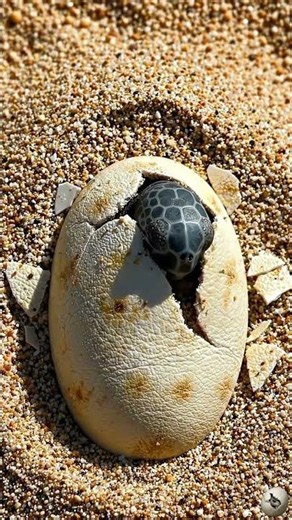 A Tiny Sea Turtle Starts Hatching