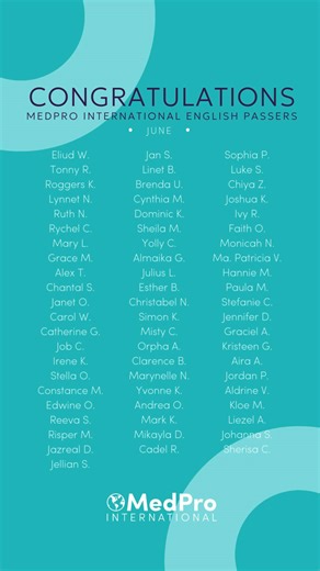 9.4K views · 109 reactions | Many healthcare professionals struggle to meet the language requirement to work in the U.S. but our June English passers are proof that success is within reach when you have the right support.  Don't let language be a barrier to your U.S. healthcare journey.  Apply today and let MedPro guide you—LINK IN BIO #MedProInternational #IELTS #OET #PTE #YourJourneyStartsHere | MedPro International | Facebook