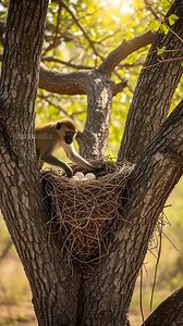 Mother Peacock Fights Off Monkey To Protect Her Nest! #animals #rescue | Vu Bros