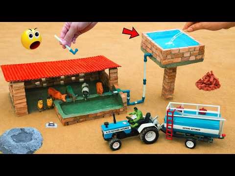 DIY Mini Animal Shelter with Smart Water Storage 🐄💧 | Farm science Project