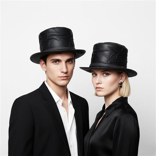 Black Leather Steampunk Top Hat | Handmade Gothic Western Cosplay Hat - Etsy