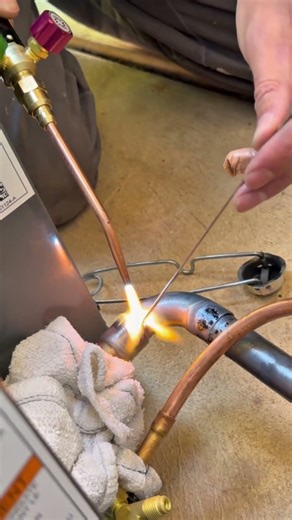 Brazing the pipes for the next step of installation #fivestarhvacandplumbing #vegas #utah #mesquite