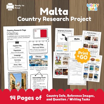 MALTA Country Study | Geography Research Project & Printable Worksheets