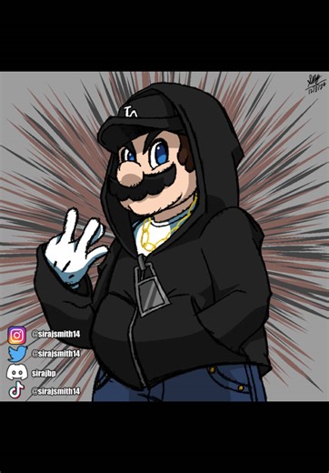 Gangsta Mario Doodle So I get my new Wacom tablet and this is the first thing I draw with it 😆. This piece was partly inspired by Mario’s beta outfit from Mario Strikers Charged concept art. - - #mario #supermario #gangsta #art #artistsontiktok #fyp #foryoupage