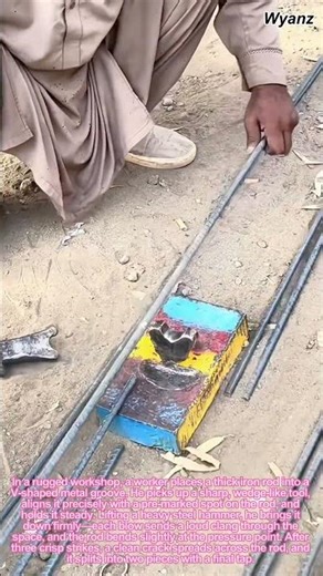 Iron Rod Cutting 🔨⚙️: Hammering Sharp Tool in Groove to Break It