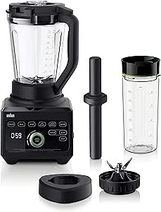 Braun JB9041BK TriForce Pro Power Blender with Smoothie2Go, Black