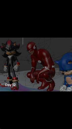 Animating an emotional scene without using any reference 👀 Day 12😊👌#sonic #Flash #animation #blender